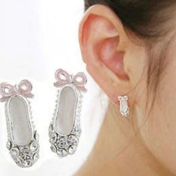 Ballet Slipper Shoe Post Earrings - Picture 2 of 4